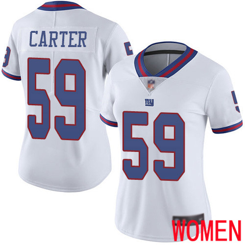 Women New York Giants #59 Lorenzo Carter Limited White Rush Vapor Untouchable Football NFL Jersey